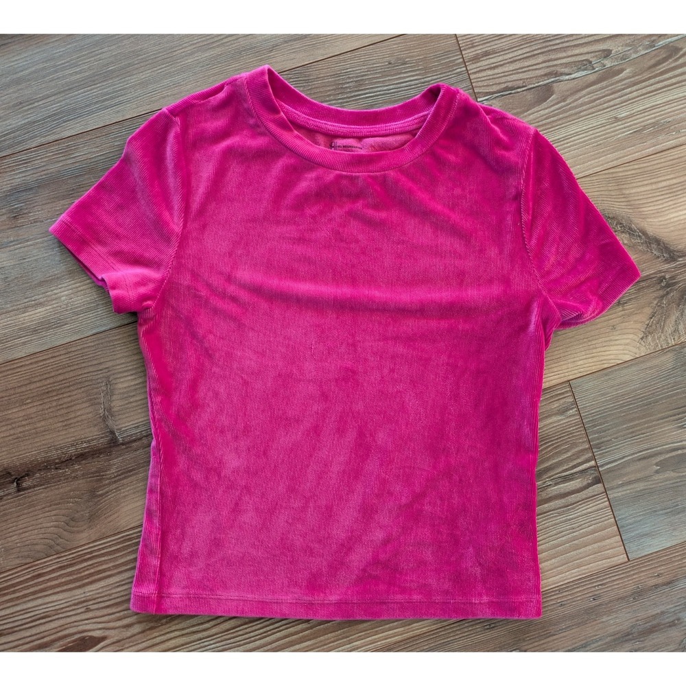 No Boundaries NoBo Pink Velour Short Sleeve Pullover T-Shirt Medium